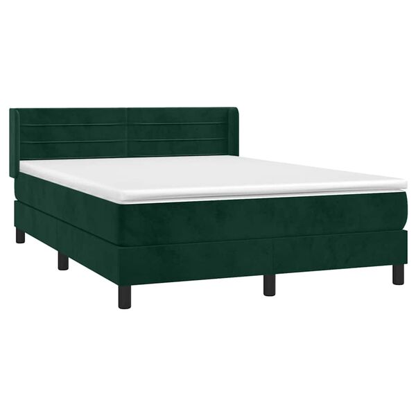 vidaXL Cama box spring con colch&oacute;n terciopelo verde oscuro 140x200 cm