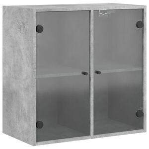 vidaXL Mueble de pared puertas de vidrio gris hormig&oacute;n 68x37x68,5 cm