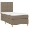 vidaXL Cama box spring colch&oacute;n y luces LED tela gris taupe 90x200 cm