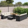 vidaXL Conjunto de sof&aacute; de jard&iacute;n 11 pcs Negro y crema rat&aacute;n sint&eacute;tico