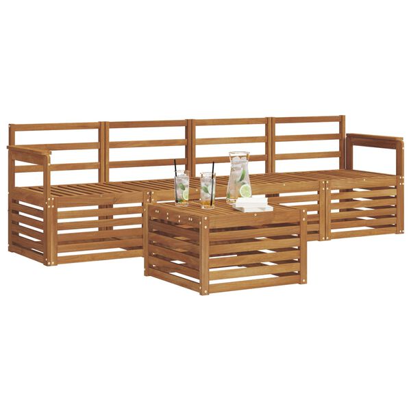 vidaXL Juegos de sof&aacute;s 5 pcs Natural Madera de Acacia S&oacute;lida