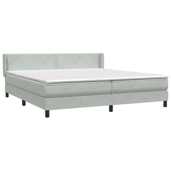 vidaXL Cama box spring con colch&oacute;n terciopelo gris claro 180x210 cm