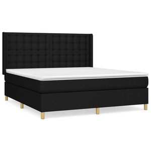 vidaXL Cama box spring con colch&oacute;n tela negro 180x200 cm