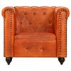 vidaXL Sill&oacute;n Chesterfield de cuero aut&eacute;ntico marr&oacute;n canela