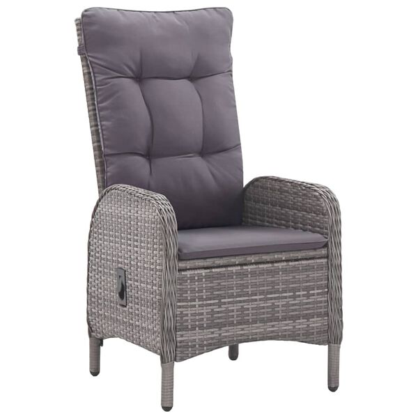 vidaXL Muebles de jardín 3 piezas ratán sintético gris madera acacia