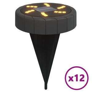 vidaXL Luces solares suelo jard&iacute;n con pico tierra blanco c&aacute;lido 12 uds