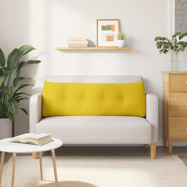 vidaXL Coj&iacute;n de Espalda Amarillo Claro 140 x 24 x 50 cm tela