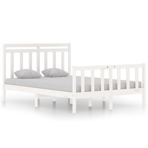 vidaXL Estructura de cama de madera maciza blanca 135x190 cm
