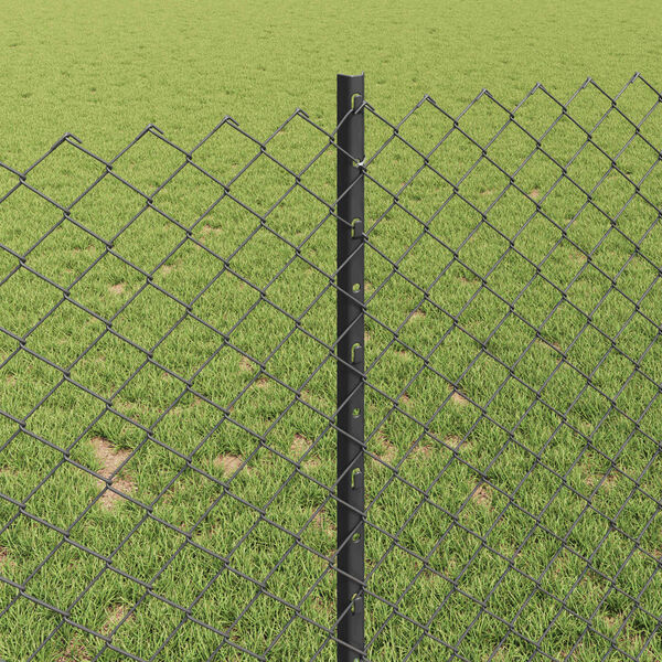 vidaXL Valla con Poste Gris 1 x 10 m Acero y PVC