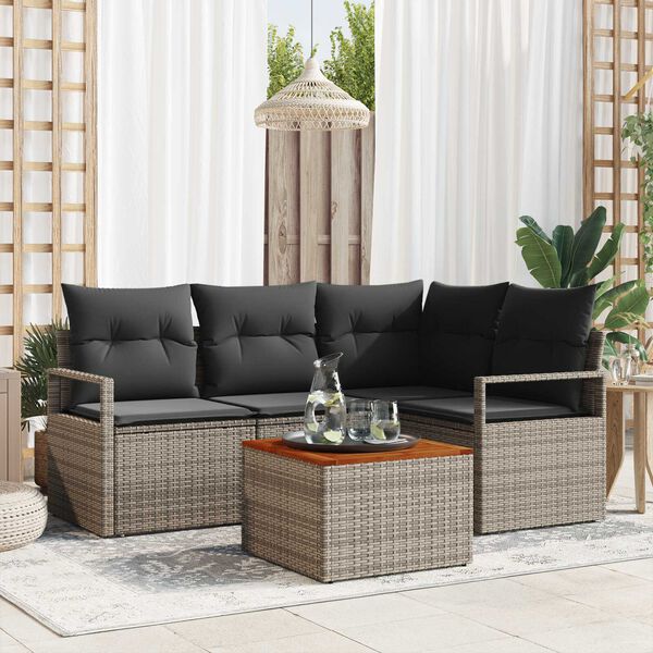 vidaXL Conjunto de sofá de jardín 5 pcs Gris