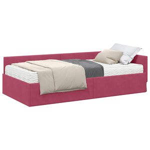 vidaXL Estructura de Cama Esquina con Colch&oacute;n 2 pcs Verde Terciopelo