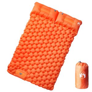 vidaXL Colch&oacute;n de camping autoinflable y almohadas 2 personas naranja