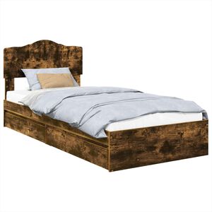 vidaXL Cama con almacenamiento con cabecera Roble ahumado 70 x 190 cm