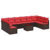vidaXL Conjunto de sof&aacute;s de jard&iacute;n 11 uds. Marr&oacute;n y Rojo