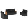 vidaXL Set de comedor de jard&iacute;n 7 pzas y cojines rat&aacute;n sint&eacute;tico negro