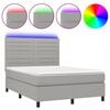 vidaXL Cama box spring colch&oacute;n y luces LED tela gris claro 140x200 cm