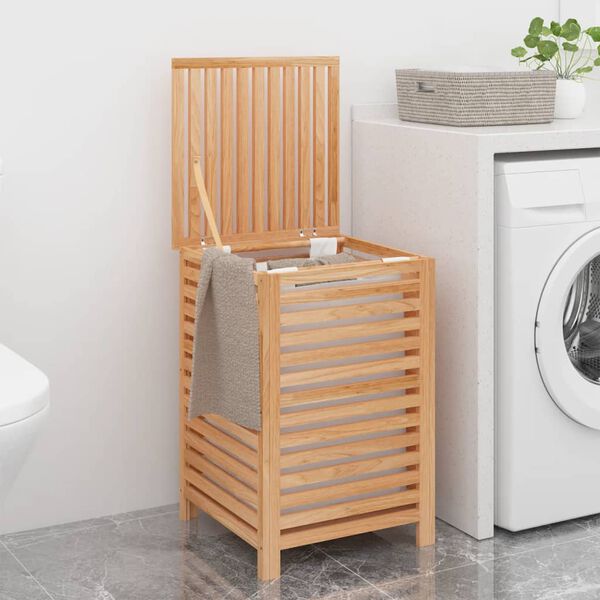 vidaXL Cesto para la ropa madera maciza de nogal 45x45x65 cm