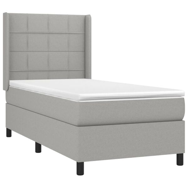 vidaXL Cama box spring con colch&oacute;n tela gris claro 80x200 cm