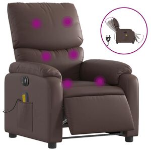 vidaXL Sill&oacute;n de masaje reclinable el&eacute;ctrico cuero sint&eacute;tico marr&oacute;n