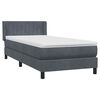 vidaXL Cama box spring con colch&oacute;n terciopelo gris oscuro 90x220 cm
