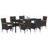 vidaXL Conjunto de Comedor de Jard&iacute;n 7 pcs Negro rat&aacute;n sint&eacute;tico