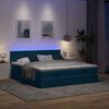 vidaXL Cama otomana con colchones y luces LED azul oscuro 200x200 cm