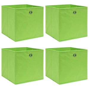 vidaXL Cajas de almacenaje 4 uds tela verde 32x32x32 cm