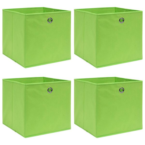 vidaXL Cajas de almacenaje 4 uds tela verde 32x32x32 cm