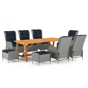 vidaXL Juego de comedor de jard&iacute;n 9 piezas gris claro