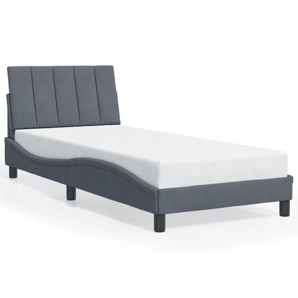 vidaXL Estructura de cama sin colchón Hanko terciopelo gris oscuro 90x190 cm