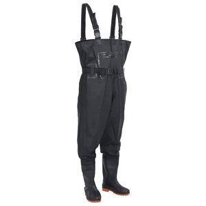vidaXL Vadeador de pecho con botas y cintur&oacute;n negro talla 38
