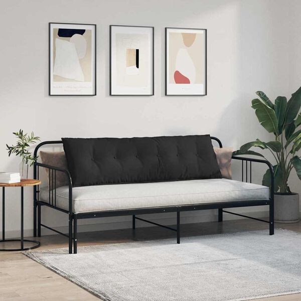 vidaXL Coj&iacute;n de Espalda Negro 160 x 50 cm Tela de microfibra