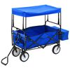 vidaXL Carrito de mano plegable de acero con capota azul