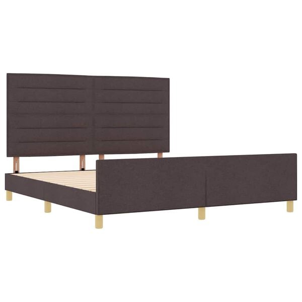vidaXL Estructura de cama con cabecera Marr&oacute;n oscuro 180 x 200 cm tela