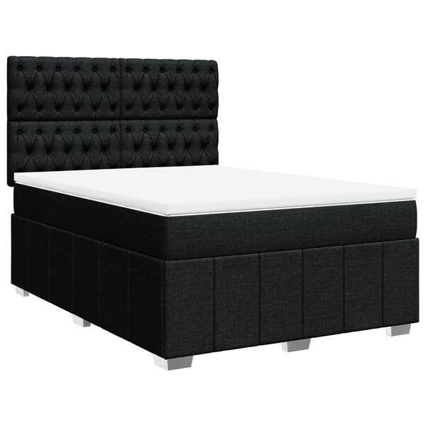 vidaXL Cama box spring con colch&oacute;n tela negro 140x200 cm