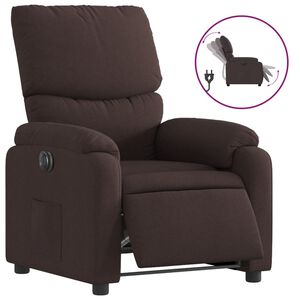 vidaXL Sill&oacute;n reclinable el&eacute;ctrico tela marr&oacute;n oscuro