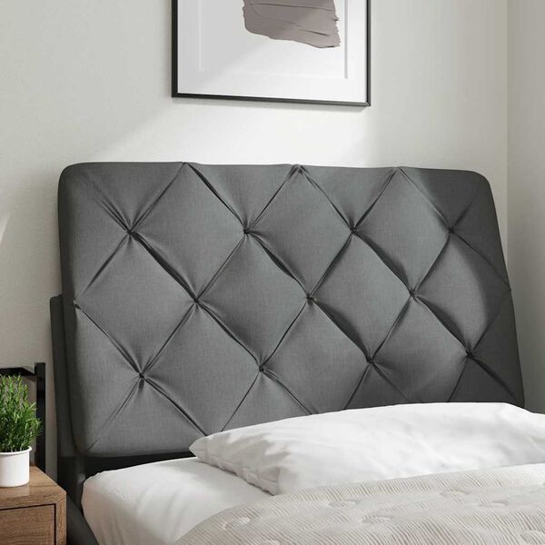 vidaXL Cabecero de cama acolchado tela gris oscuro 80 cm