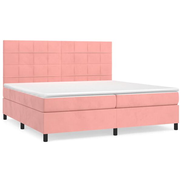 vidaXL Cama box spring con colch&oacute;n terciopelo rosa 200x200 cm
