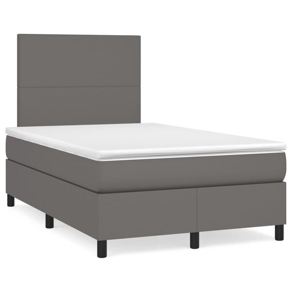 vidaXL Cama box spring con colch&oacute;n cuero sint&eacute;tico gris 120x190 cm