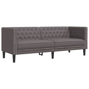 vidaXL Sof&aacute; Chesterfield de 3 plazas cuero artificial gris