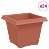vidaXL Maceta cuadrada para flores 24 pcs Rojo Ladrillo Pl&aacute;stico
