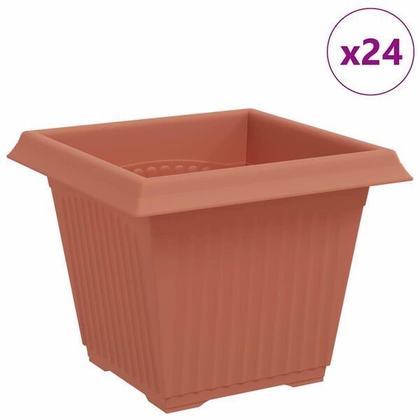 vidaXL Maceta cuadrada para flores 24 pcs Rojo Ladrillo Pl&aacute;stico