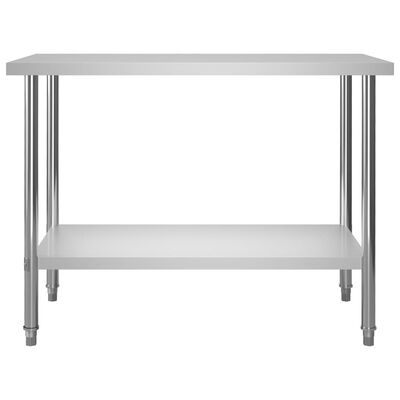 vidaXL Mesa de trabajo de cocina con estante acero inox 120x60x150 cm