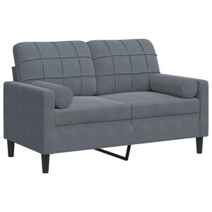 vidaXL Sof&aacute; de 2 plazas con cojines terciopelo gris oscuro 120 cm