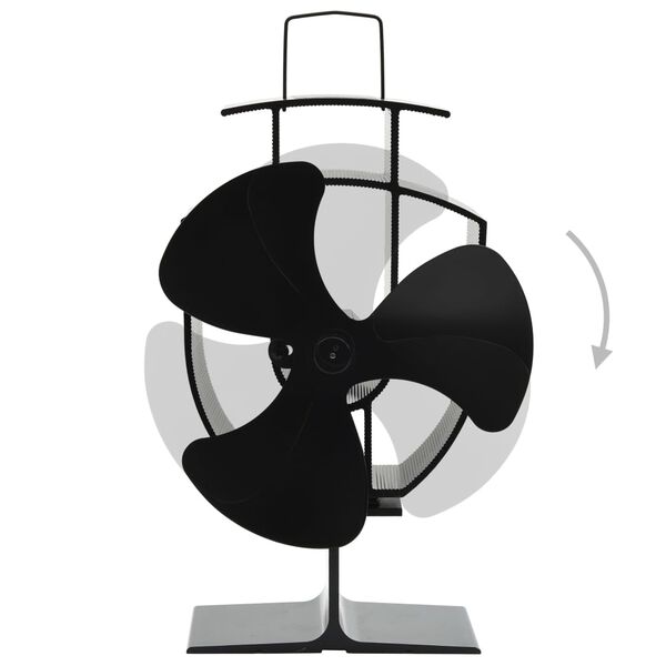 vidaXL Ventilador de estufa accionado por calor 3 aspas negro