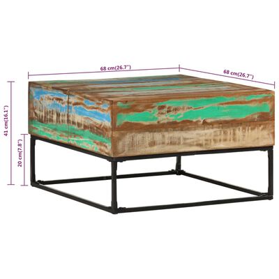 vidaXL Mesa de centro de madera maciza reciclada 68x68x41 cm