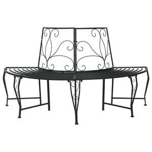 vidaXL Banco de &Aacute;rbol 4-N&uacute;mero de plazas 160 x 80 x 89 cm Acero Negro