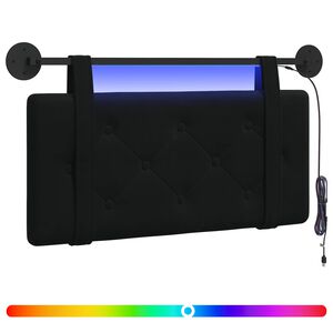 vidaXL Cabecero colgante Con luz LED Negro Terciopelo