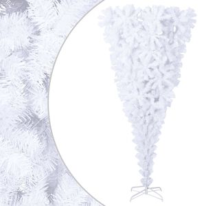 vidaXL &Aacute;rbol de Navidad artificial al rev&eacute;s con soporte blanco 240 cm