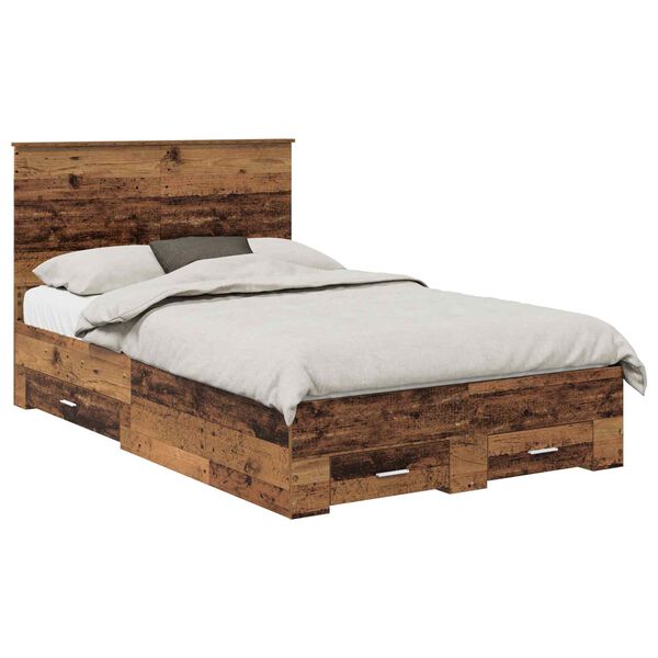 vidaXL Estructura de cama con cabecera Madera vieja 135 x 190 cm